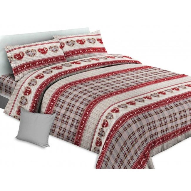 Biancheria da letto con paesaggio invernale - Rosso, flanella Biancheria da letto con paesaggio invernale - Rosso, flanella