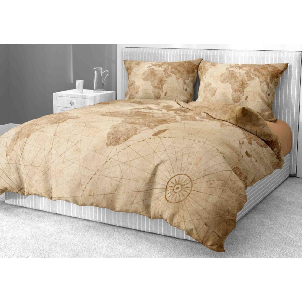 Copripiumino Matrimoniale King 3 Pezzi – Tartan Con Cervi – Ecru E Marrone – Reversibile – 48% Cotone 52% Poliestere - 2