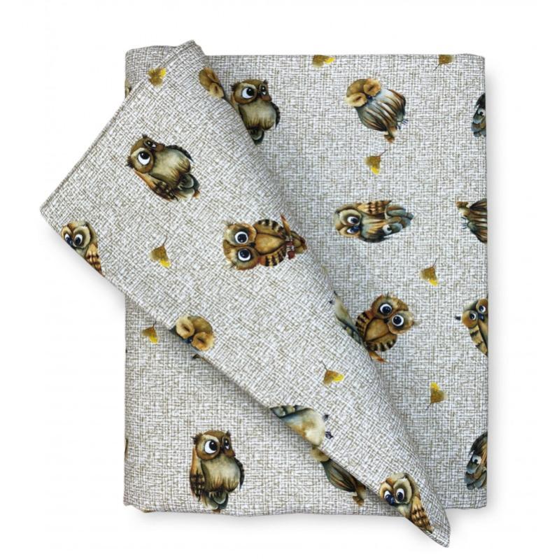 COTON TABLEcloth OWLs hibous beiges Cm ovale. 180x250 Leroy Merlin