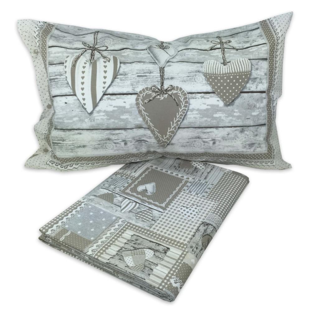 Copripiumino Tirolese Miros Cuore Bianco 100% Cotone – Matrimoniale 250x200 Con Federa Arredo