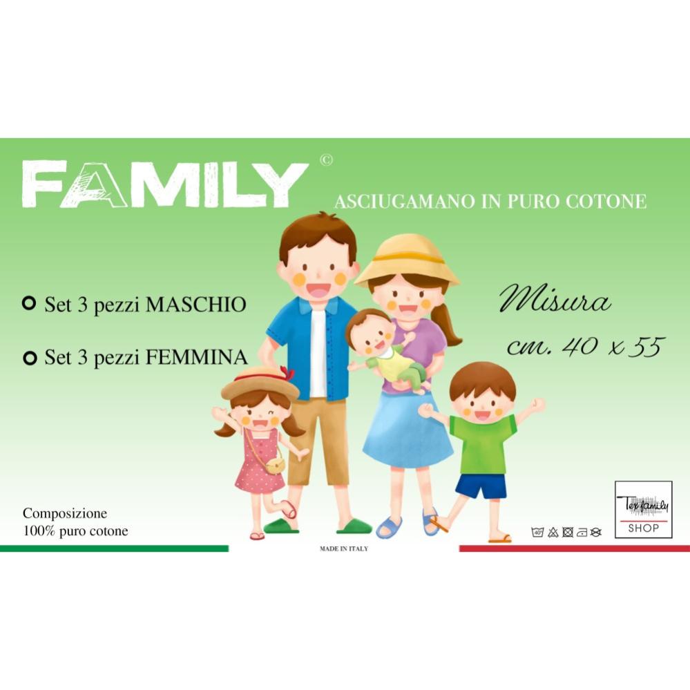 Tex family SET 3 ASCIUGAMANI ASILO POPPY | cm. 40x55 puro cotone con tela AIDA da ricamare (Set Maschio