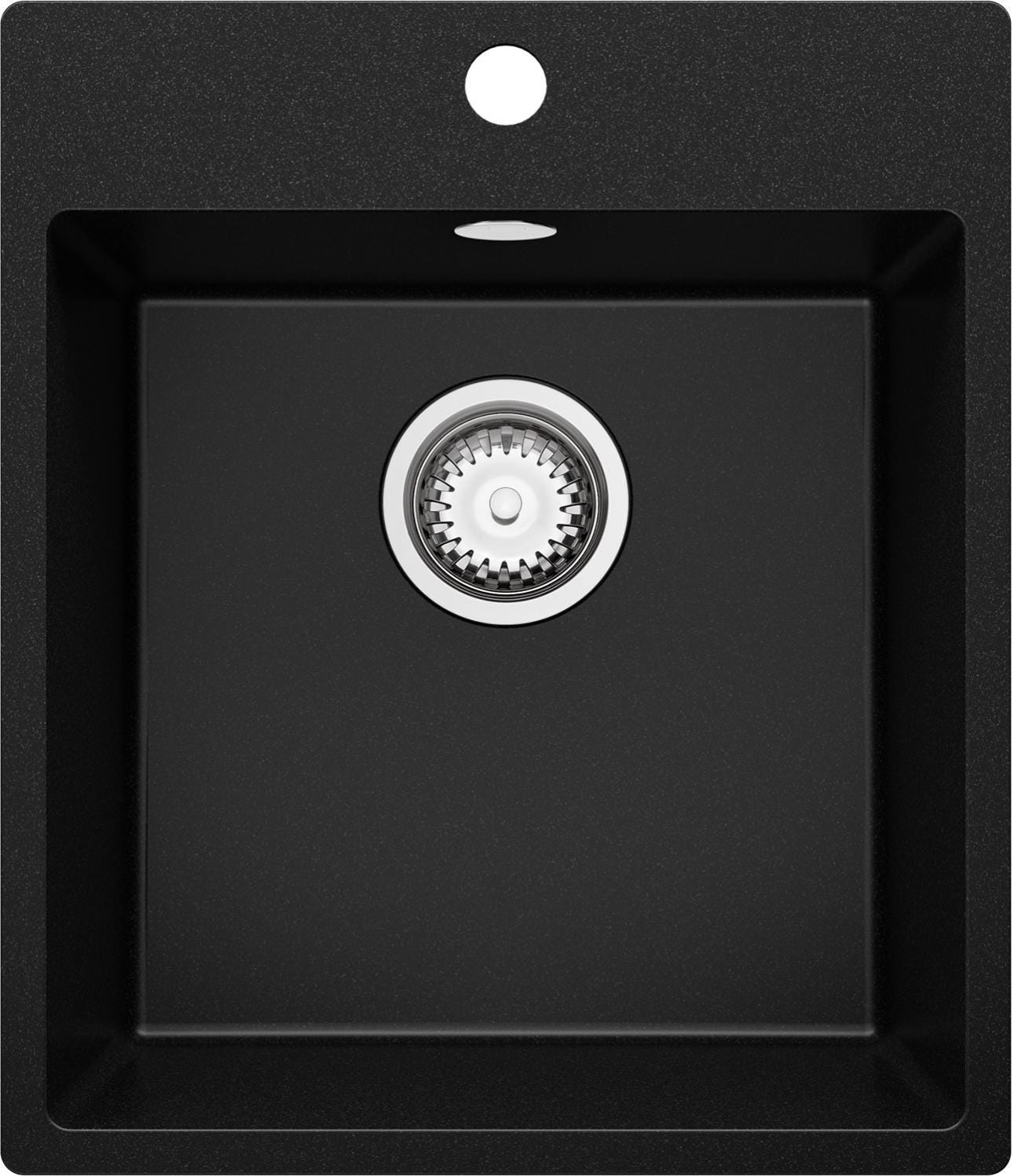 Lavello Da Cucina In Granito Nero CHICHI, 1 Vasca, 48x38 - Foto 4