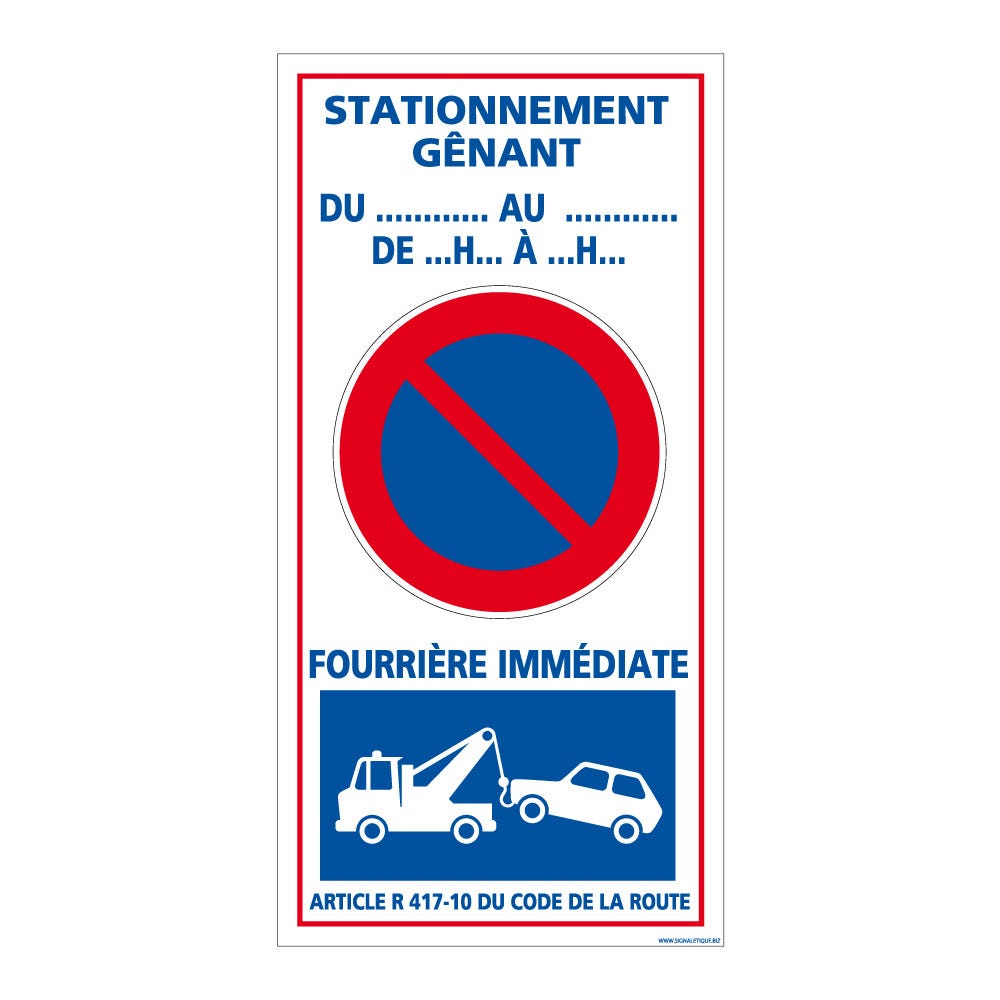 Panneau Chantier Stationnement gênant (W0583)