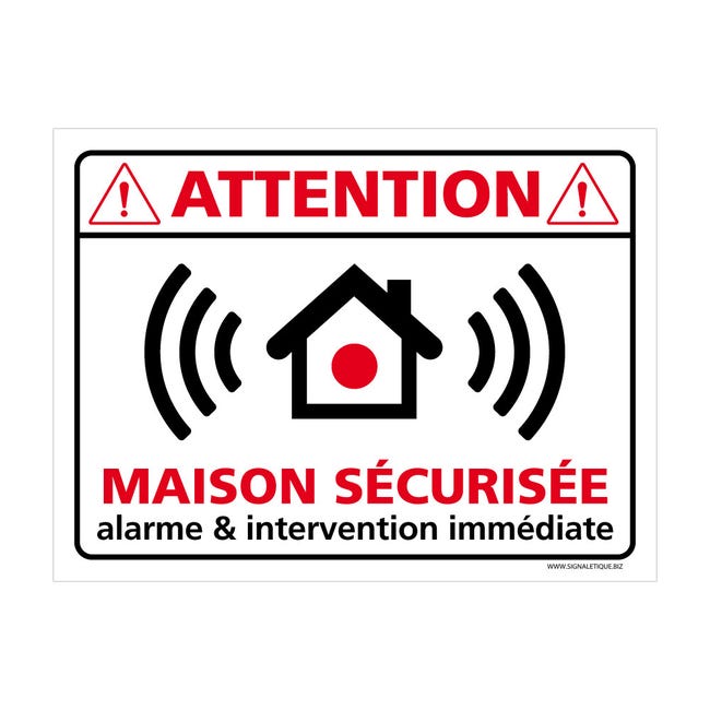 alarme warning maison securise logo autocollant sticker adhésif