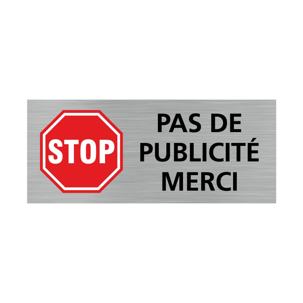 STOP PUB Boite Aux Lettres Plaque Adhésive Noir Texte Blanc PAG