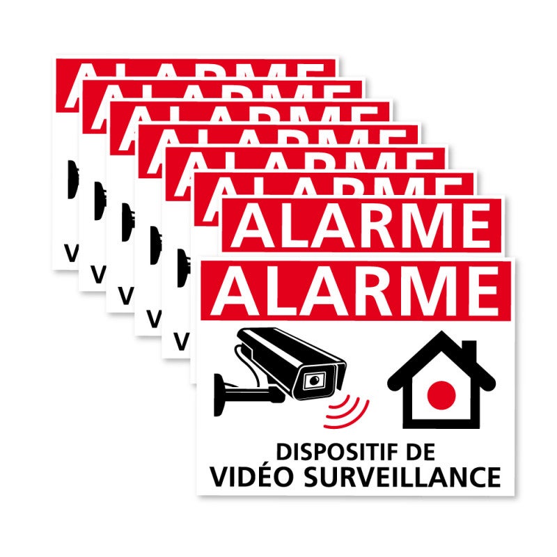 Autocollants vidéo surveillance, Dispositif Sous Vidéo Surveillance, lot de  8 adhésifs 150 x 90 mm