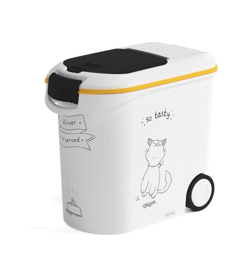 Contenitore Cibo Gatti CURVER Diner - 35 Litri, 12 Kg, Bianco E Nero
