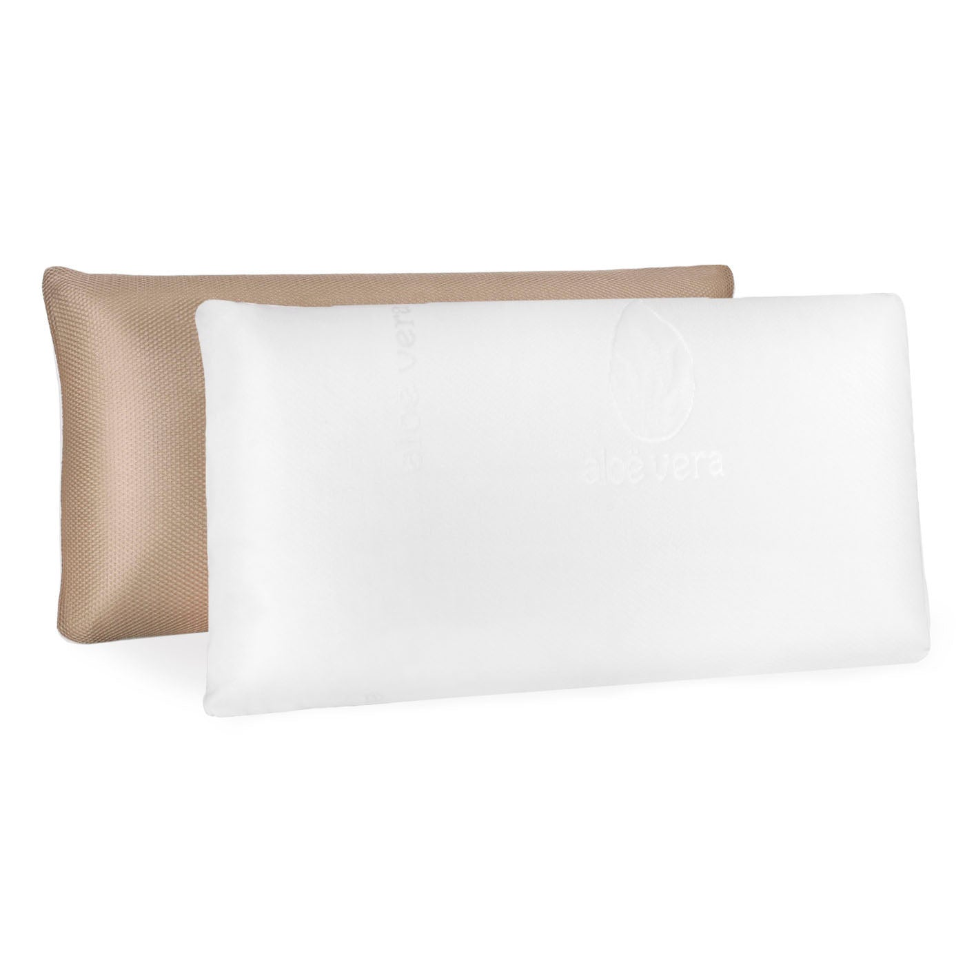 Almohada viscoelástica suave y relajante aloe vera fresh 3d, doble cara (invierno y verano), funda con cremallera. (90 cm)