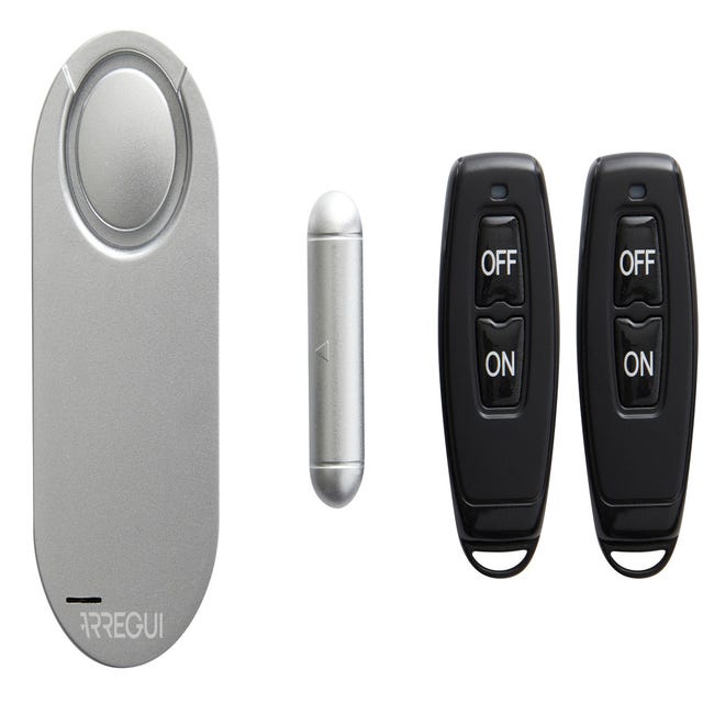 ARREGUI AL012 Alarma para casa, Sensor de alarma puerta y ventana, 2  mandos, Alarma sonor inalambrica con bateria, Sistema de seguridad, plata