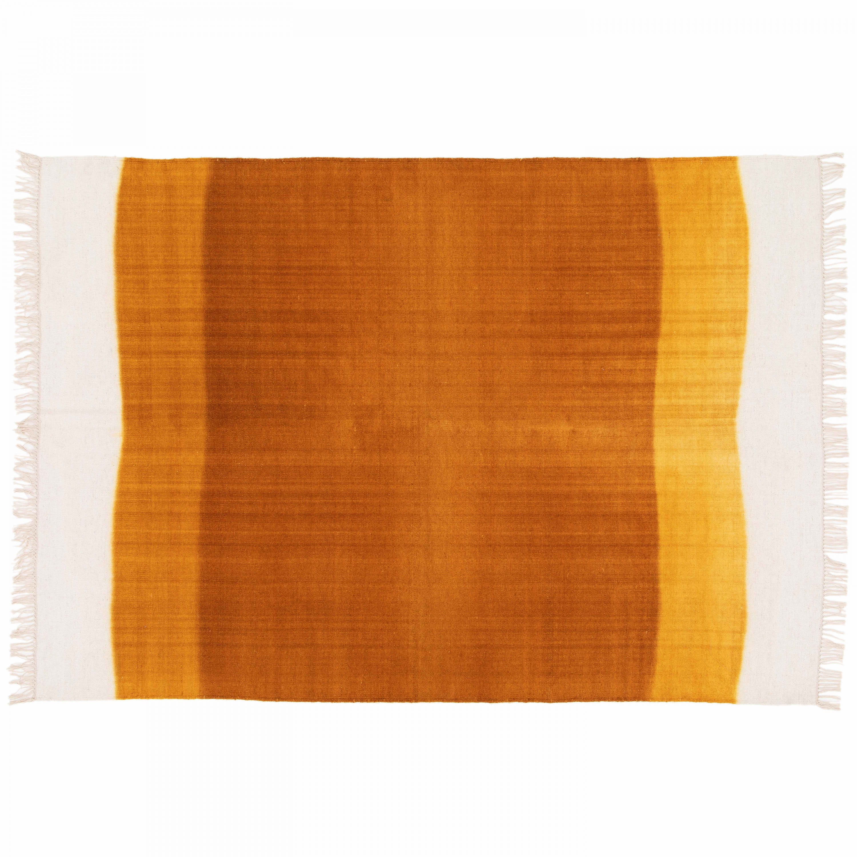 Tappeto in lana tessuto piatto giallo/arancione 160 x 230 cm