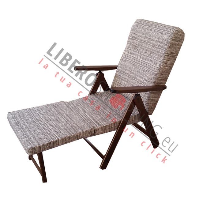 Poltrona Reclinabile In Legno E Tessuto - 4 Posizioni, Imbottitura Comoda | Made Italy | Colore Tortora - Foto 7