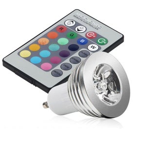 Ampoule LED Spptty, nouvelle lampe ampoule LED GU10 3W RGB blanc chaud à  changement de couleur avec télécommande, lumière LED RGB RGB 