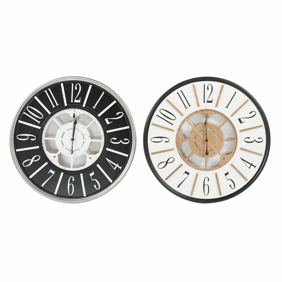 Orologio da Parete DKD Home Decor Nero Marrone Bianco Ferro Legno MDF 60 x  5 x 60 cm (2 Unità)