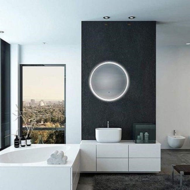 Miroir salle de bain LED 124 cm x 105 cm - interrupteur sensitif - ELEGANCE
