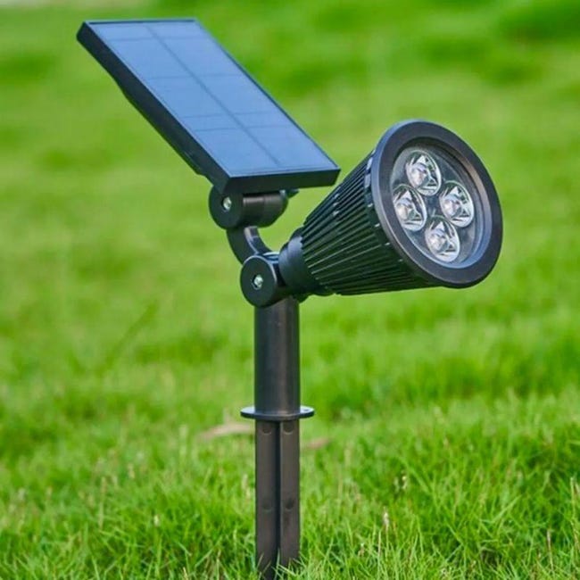 Lampe Solaire Extérieur Jardin, Spot Solaire Extérieur Encastrables 4 LED  au Sol Éclairage 6000K Lum