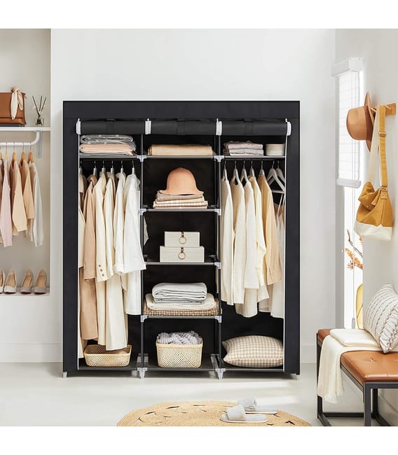 Armario organizador textil plegable L150 x H175 cm Color Negro