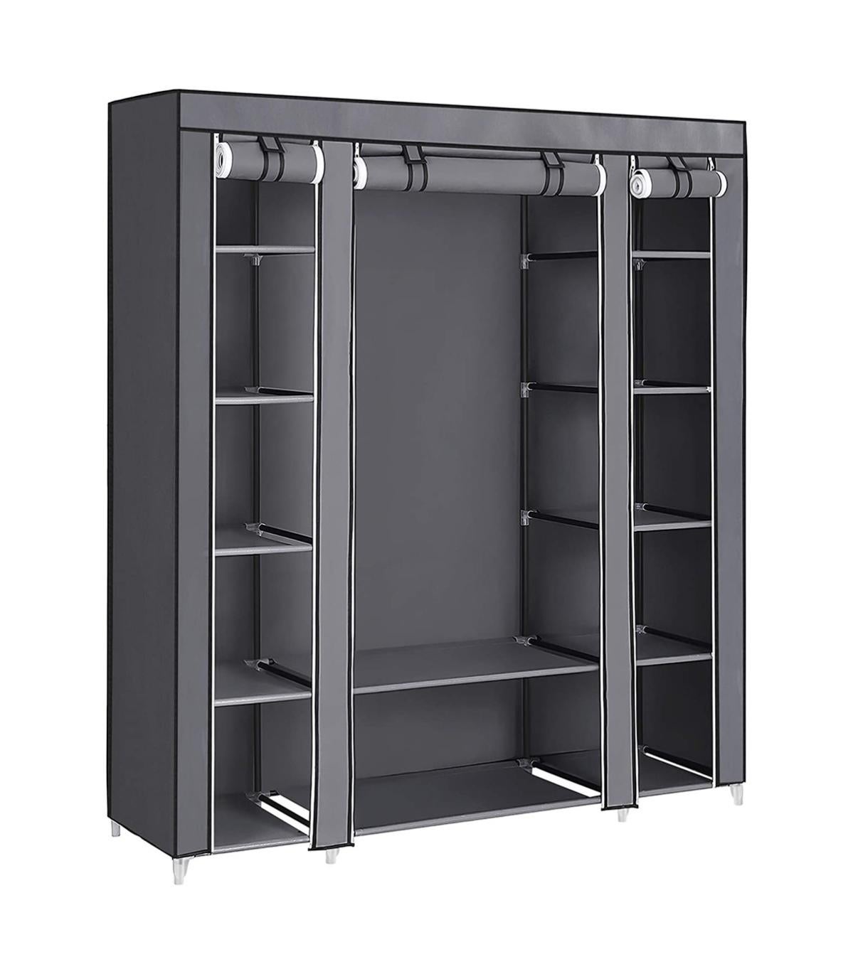 Organizer Armadio Portatile Pieghevole Con Appendiabiti E Mensole - Tessuto Oxford, Montaggio Rapido