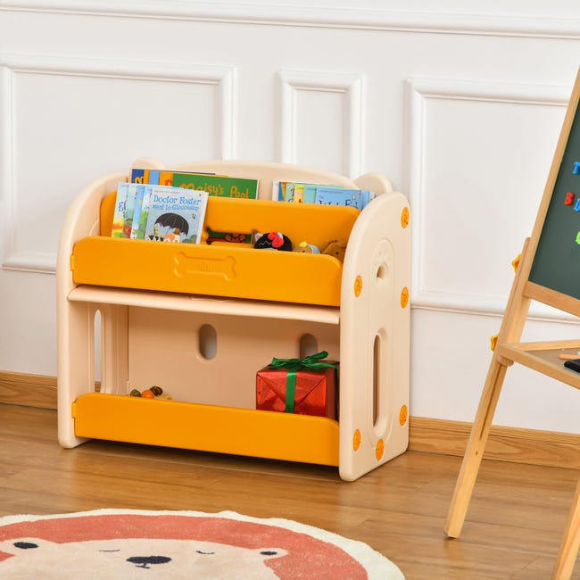 Estantería infantil de juguetes y libros HOMCOM 128x34x155 cm naranja