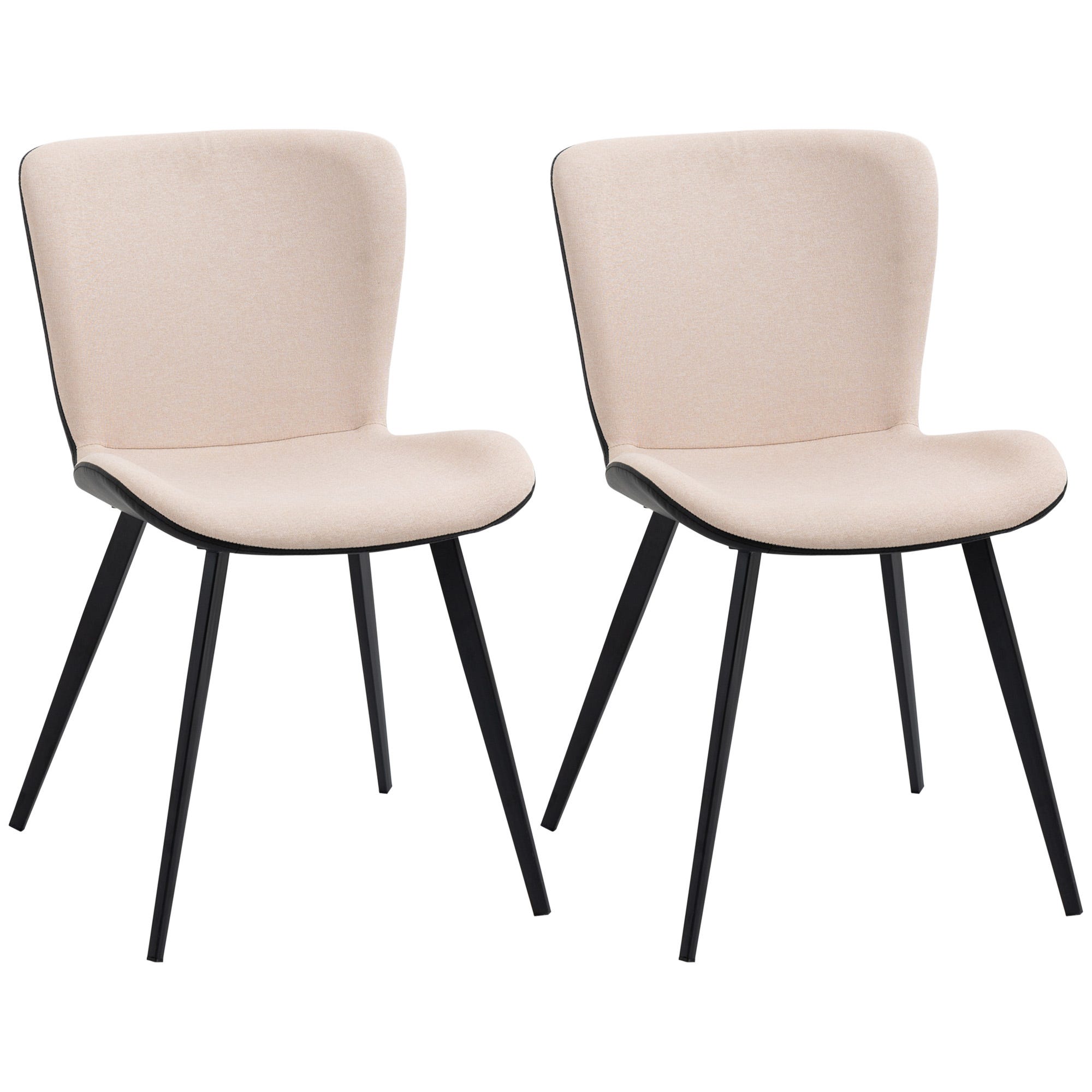 Conjunto de 2 sillas de comedor modernas HOMCOM 47,5x58x79,5 cm rosa