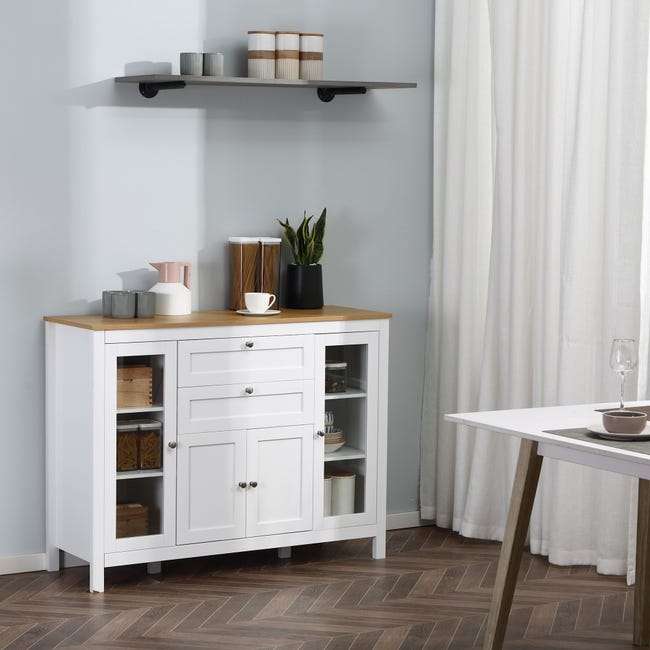  Carrito de cocina para muebles en blanco con cajones de MDF de  madera maciza de goma : Hogar y Cocina