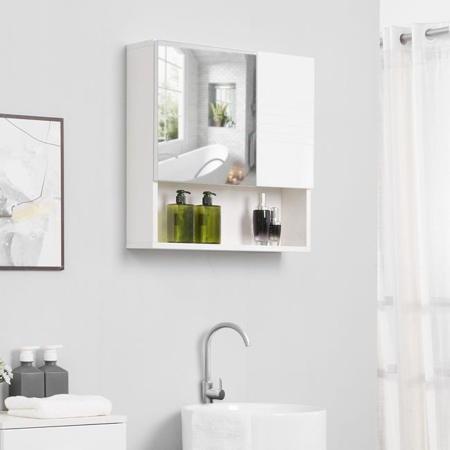 Desfiladero agencia escribir Armario baño con espejo montado en pared kleankin 54x15x55 cm blanco | Leroy  Merlin