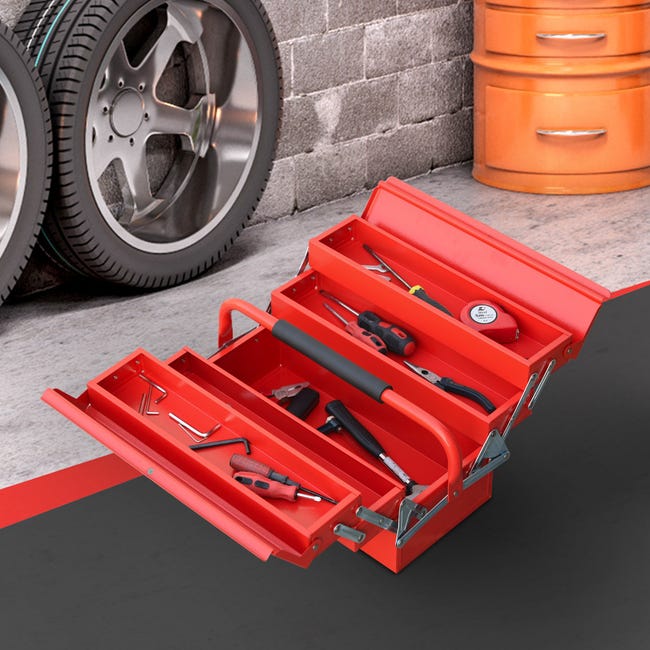 Excretar Extremo fatiga Caja de herramientas Durhand rojo 45x22,5x34,5 cm acero | Leroy Merlin