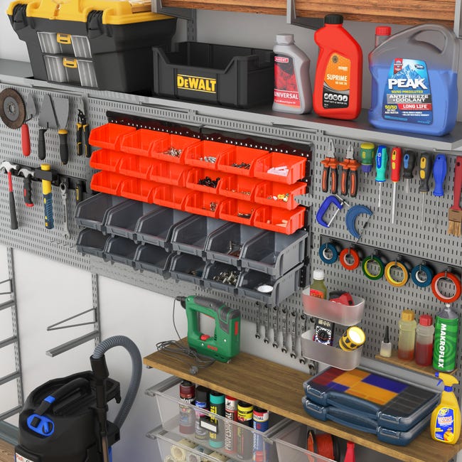 Organizador de herramientas para pared rojo y gris Durhand B40-022RD -  Comprar