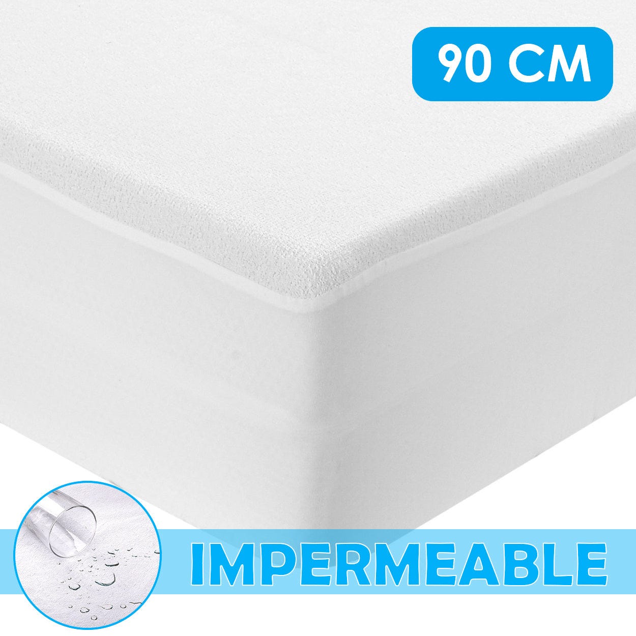 HOME MERCURY - Protector de colchon Impermeable, Maxima absorvencia, 100%  Microfibra, Anti-Acaros, Anti-Bacteriano, Cubre Colchon Ajustable (Cama 90)