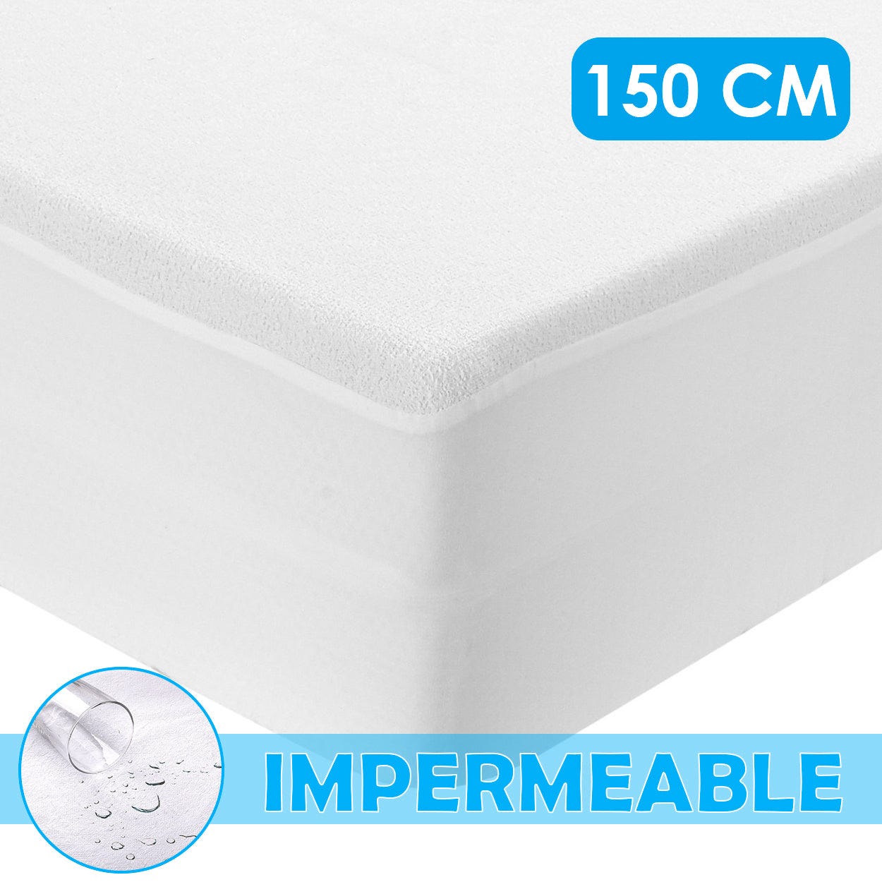 HOME MERCURY - Protector de colchon Impermeable, Maxima absorvencia, 100%  Microfibra, Anti-Acaros, Anti-Bacteriano, Cubre Colchon Ajustable (Cama  150)