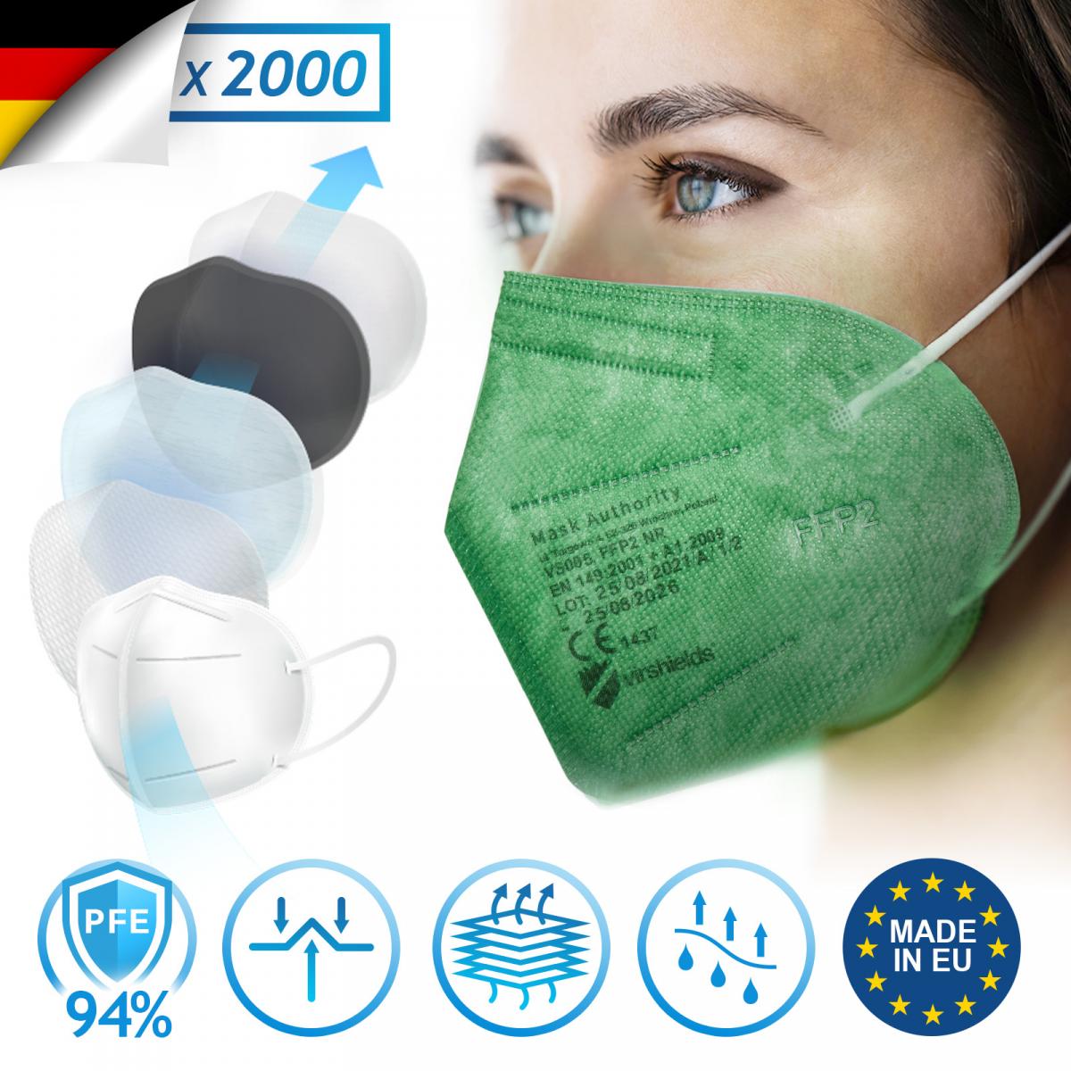Masque de protection individuel epi ffp2 - Vert Bleu