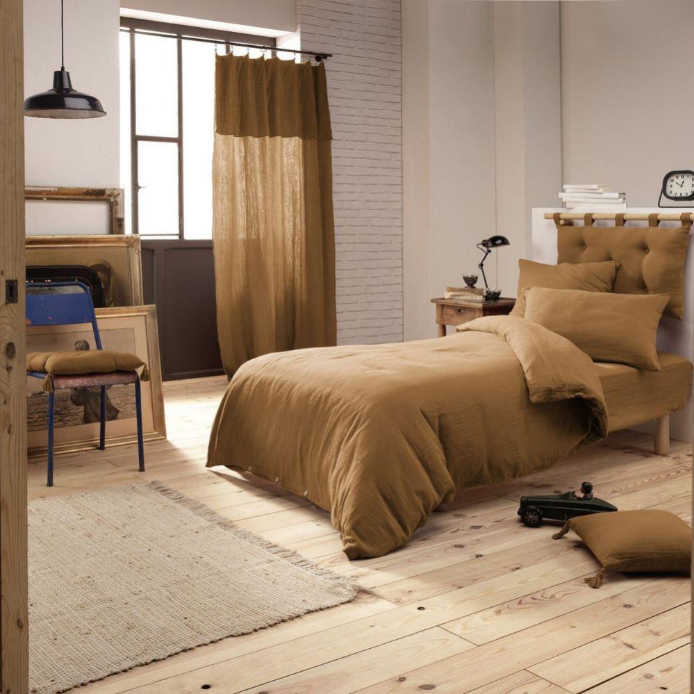 Housse de couette 140x200 Gaze de Coton Camel | Leroy Merlin