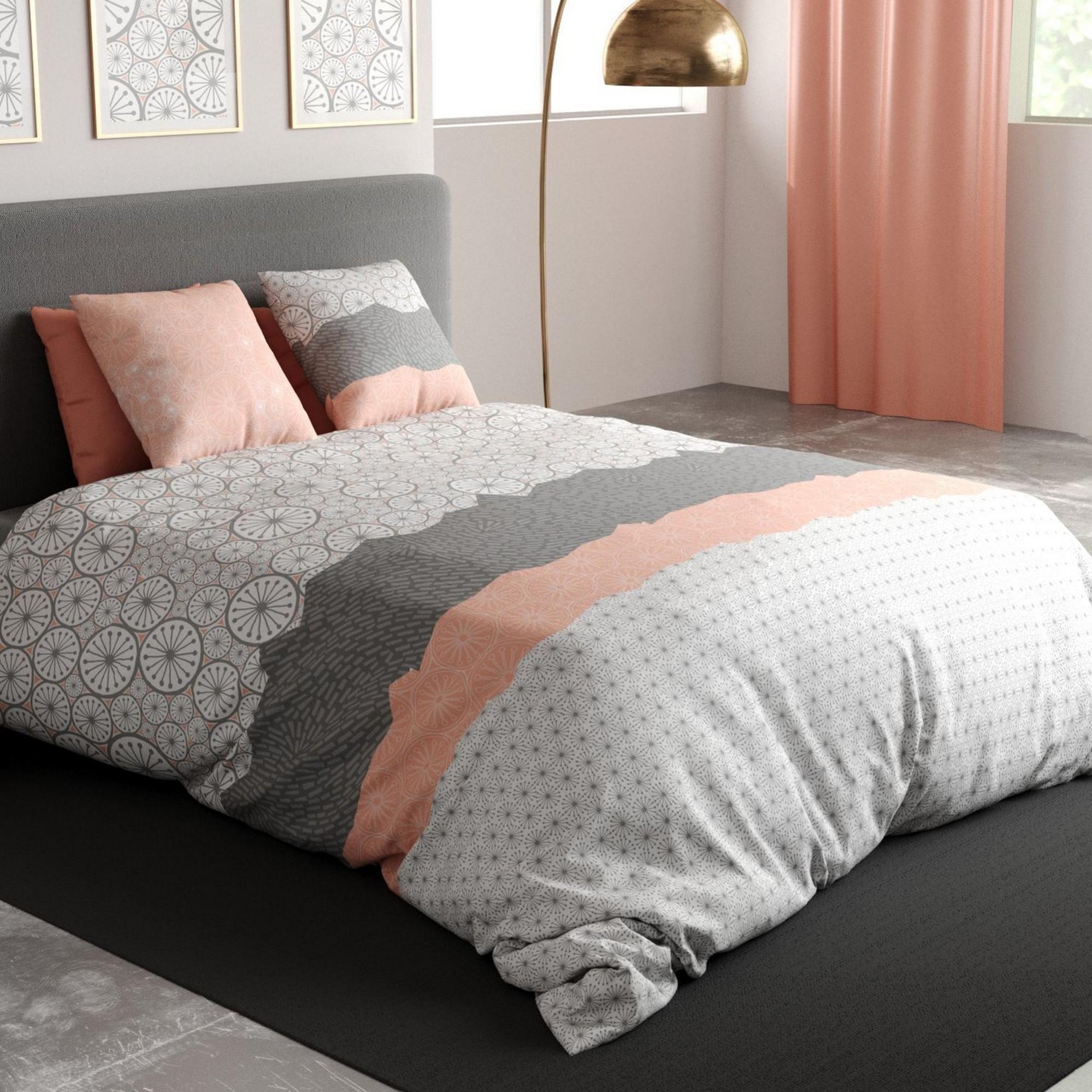 Housse de couette 240x260 avec taies d'oreiller en Coton 57 fils Dalia