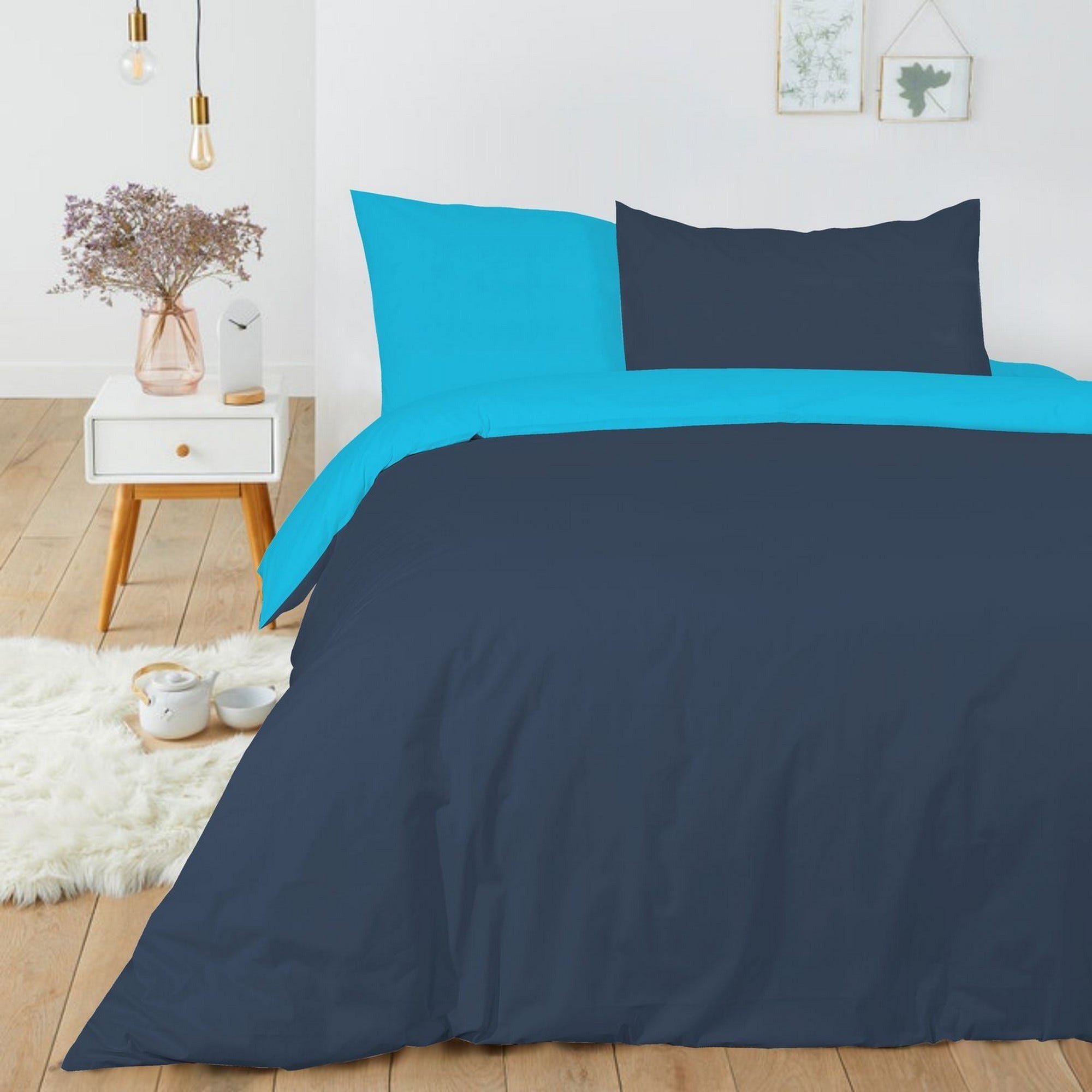 Taie d'oreiller 63 x 63 cm / 100% coton 57 fils/cm² Couleur Bleu marine