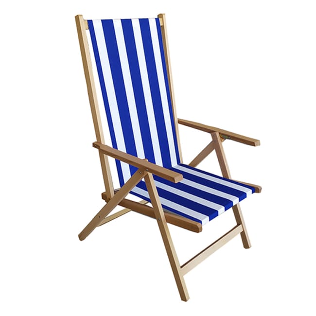 Sdraio Richiudibile Da Mare In Legno Con Tela Righe BLU E BIANCO sdraio-richiudibile-da-mare-in-legno-con-tela-righe-blu-e-bianco