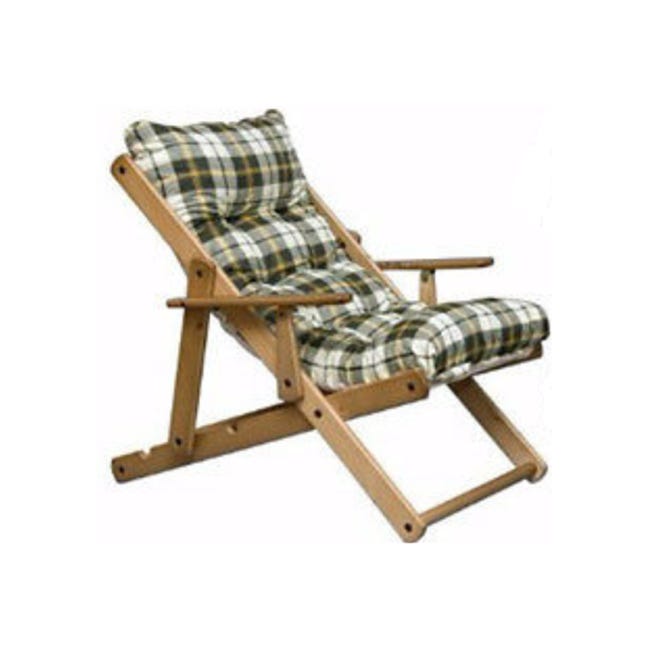 Poltrona Sdraio Legno Richiudibile Con Cuscino - 3 Posizioni, Grigio Scuro, Made In Italy - Foto 4