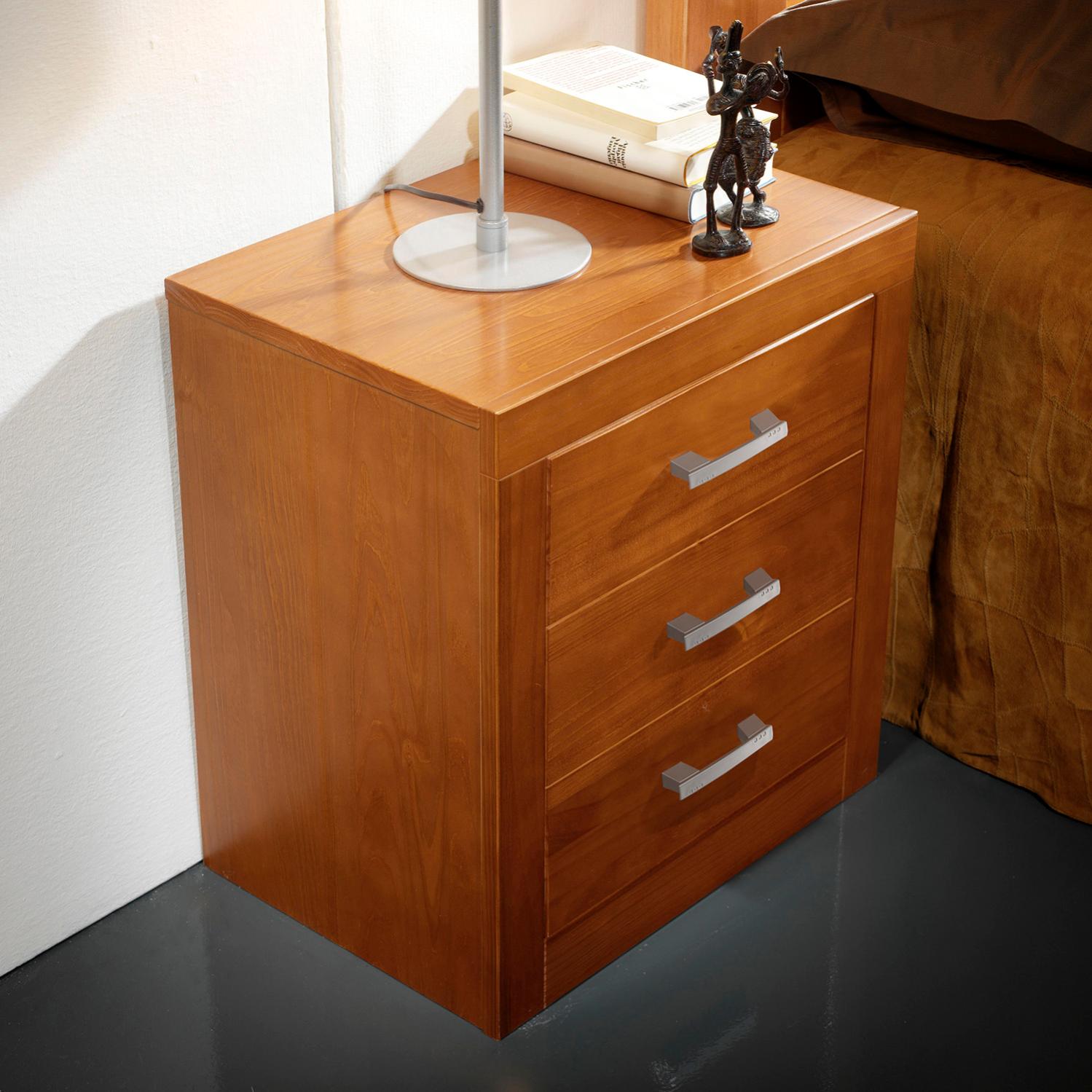 Table de nuit 3 tiroirs,pin massif , couleur cerisier , mesure 55x50x35 cm (hauteur-largeur-profondeur) - 2