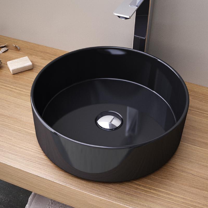 Lavabo sobre encimera cerámico marsala ø35,5 cm negro brillo