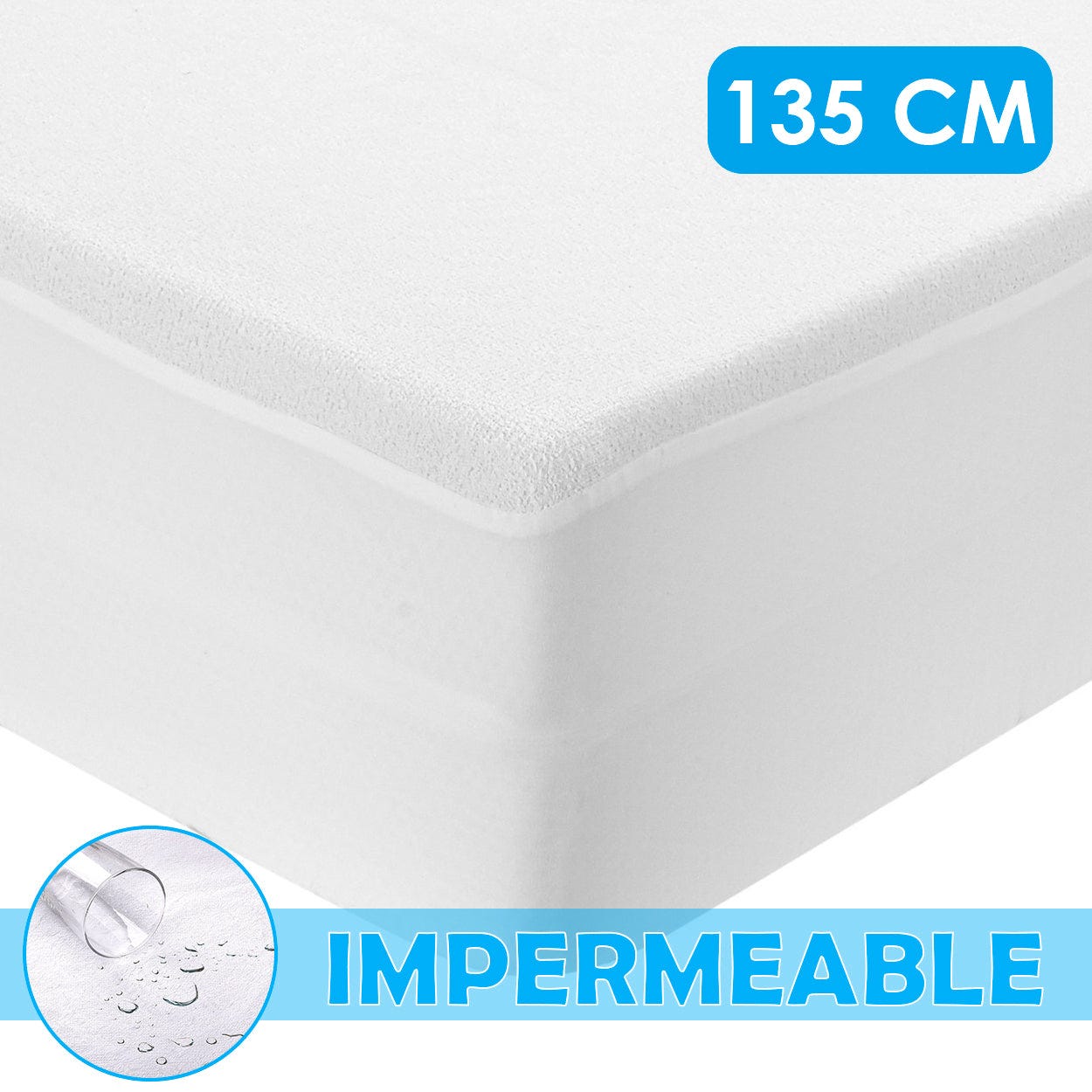 HOME MERCURY - Protector de colchon Impermeable, Maxima absorvencia, 100%  Microfibra, Anti-Acaros, Anti-Bacteriano, Cubre Colchon Ajustable (Cama  135)