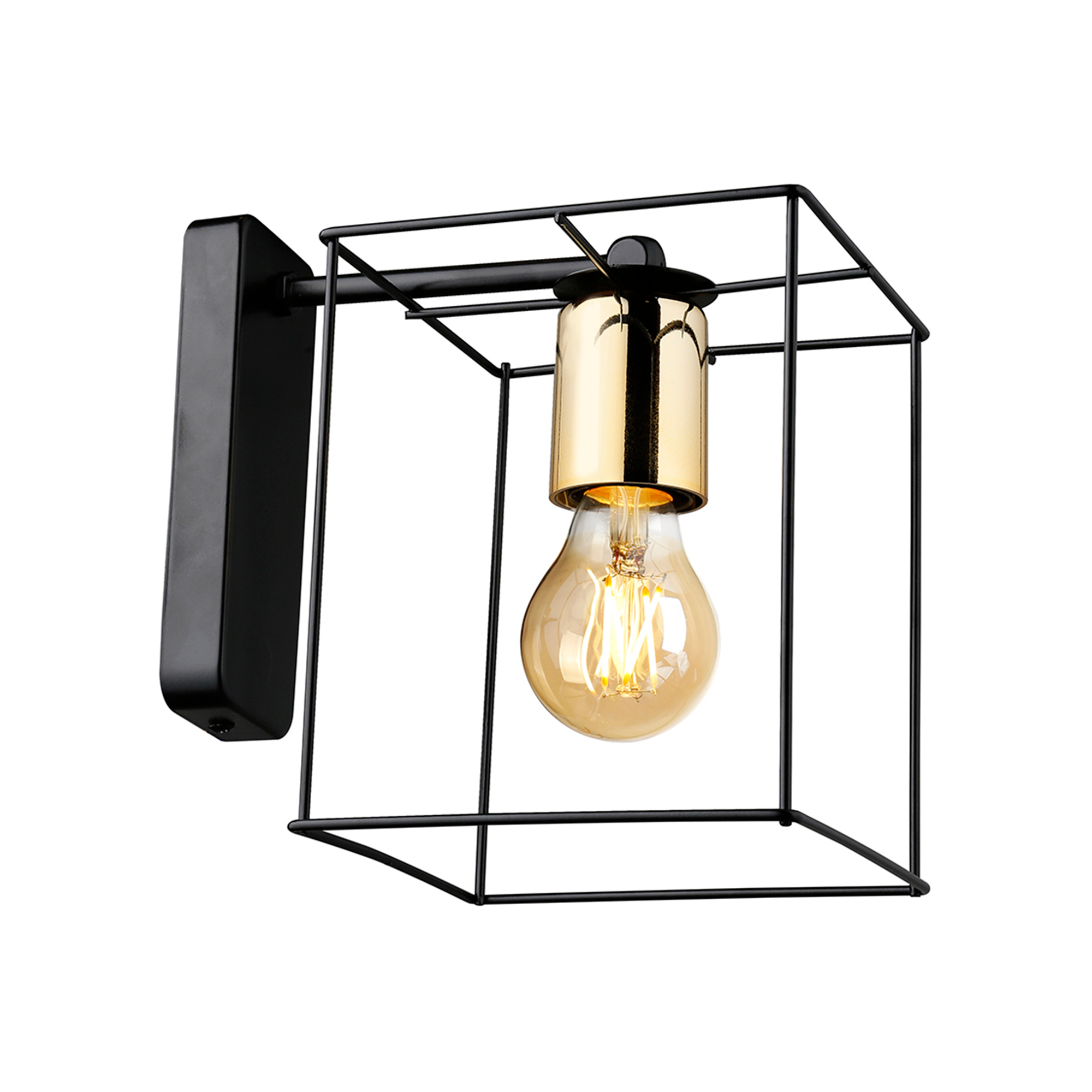 Applique murale Bury 19 x 15 x 21 cm E27 noir / laiton [lux.pro