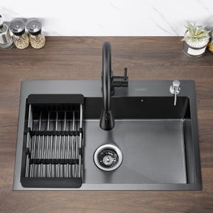 WATERMONY Évier de cuisine encastré avec robinet et accessoires L 26,7 po x  l 18,1 po et Commentaires - Wayfair Canada