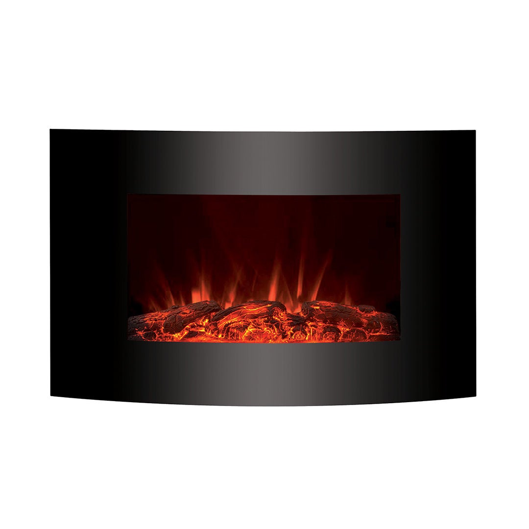 Camino Elettrico da Parete Effetto Fiamma 88,5x13,5x56 cm 900W/1800W Nero