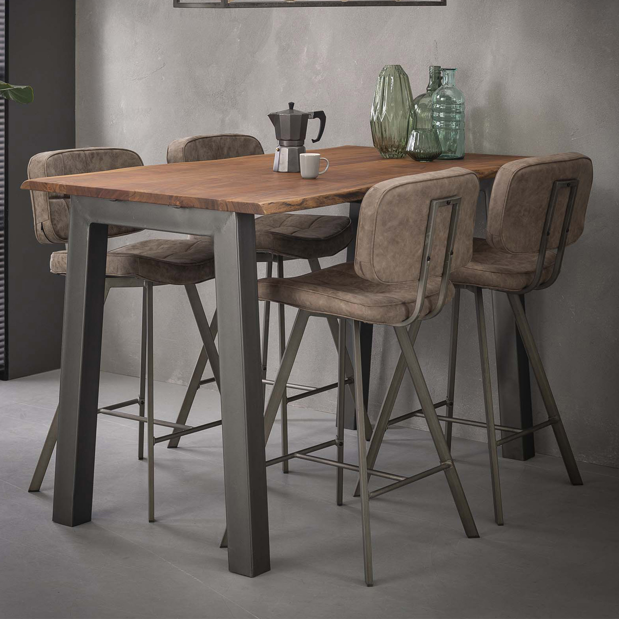 Table de bar 147 cm en acacia massif et métal GRANY Leroy Merlin