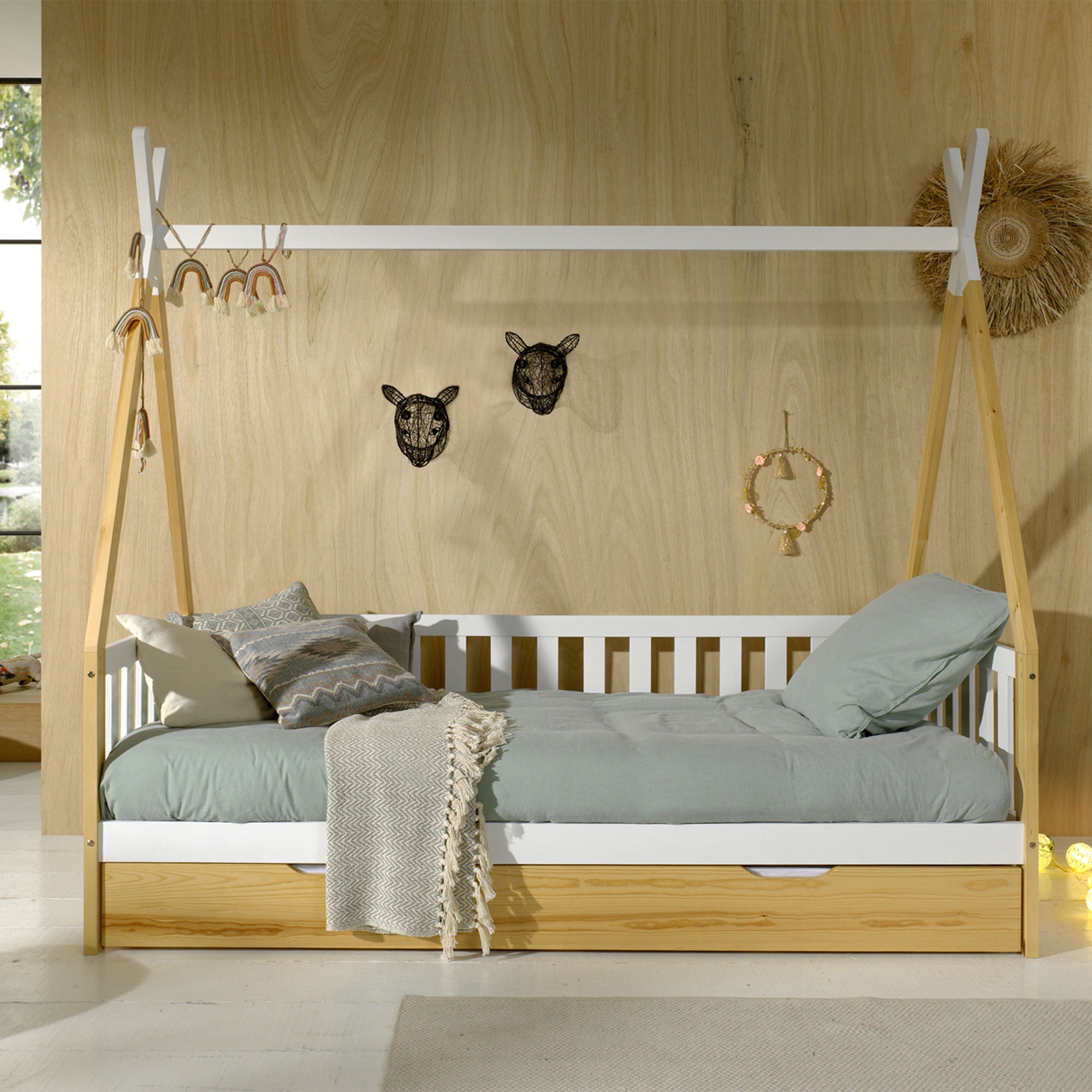 Miroir enfant tipi en bois de mindi - L. 55 x H. 120 cm - Naturel - BATAM -  Cdiscount Maison