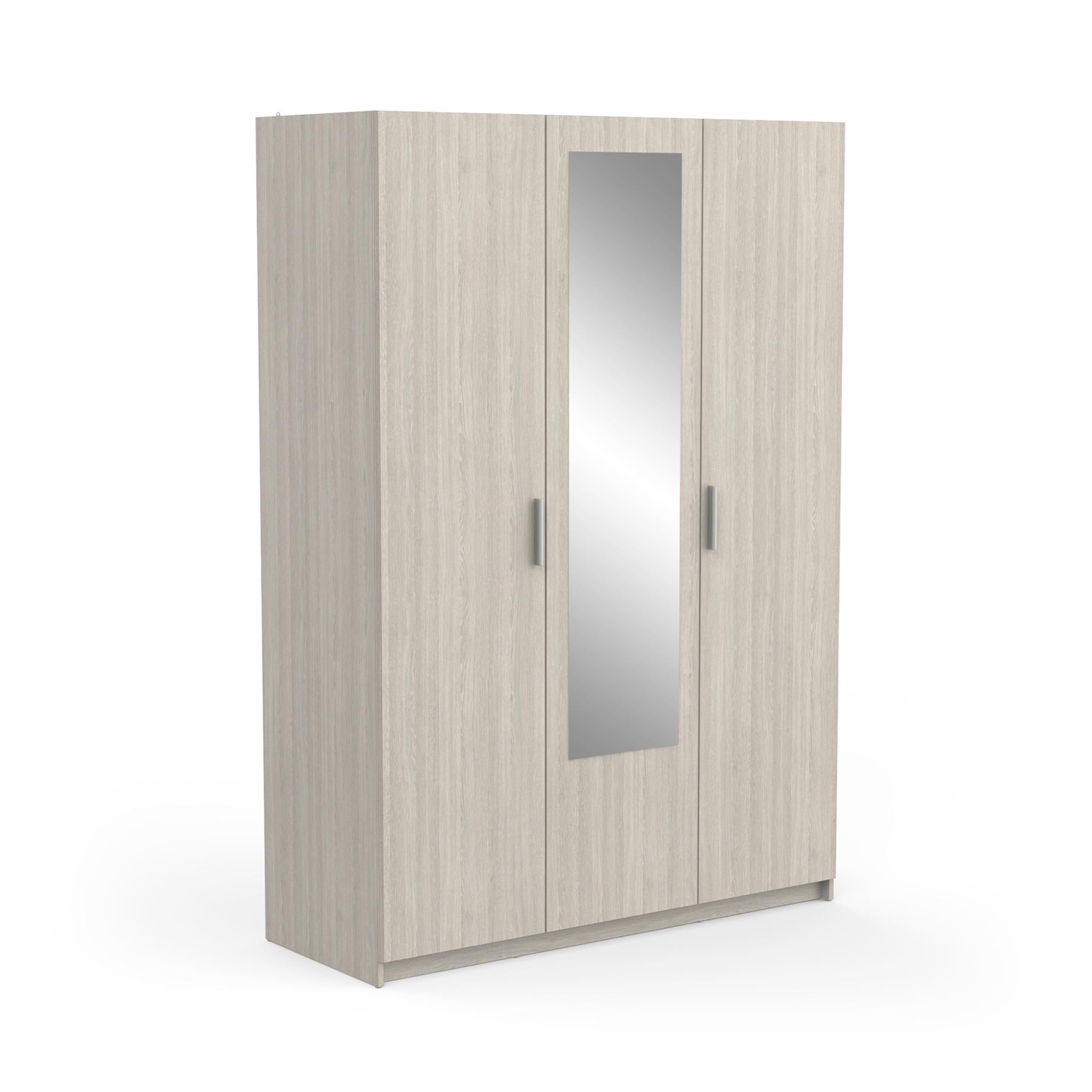 Armoire 3 portes avec miroir 133x191 cm décor chêne clair Leroy Merlin