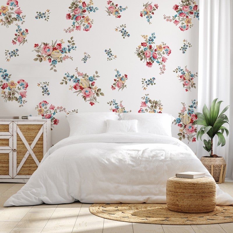 Papier Peint Panoramique Floral Multicolore - 99DECO - L432xH270cm ...