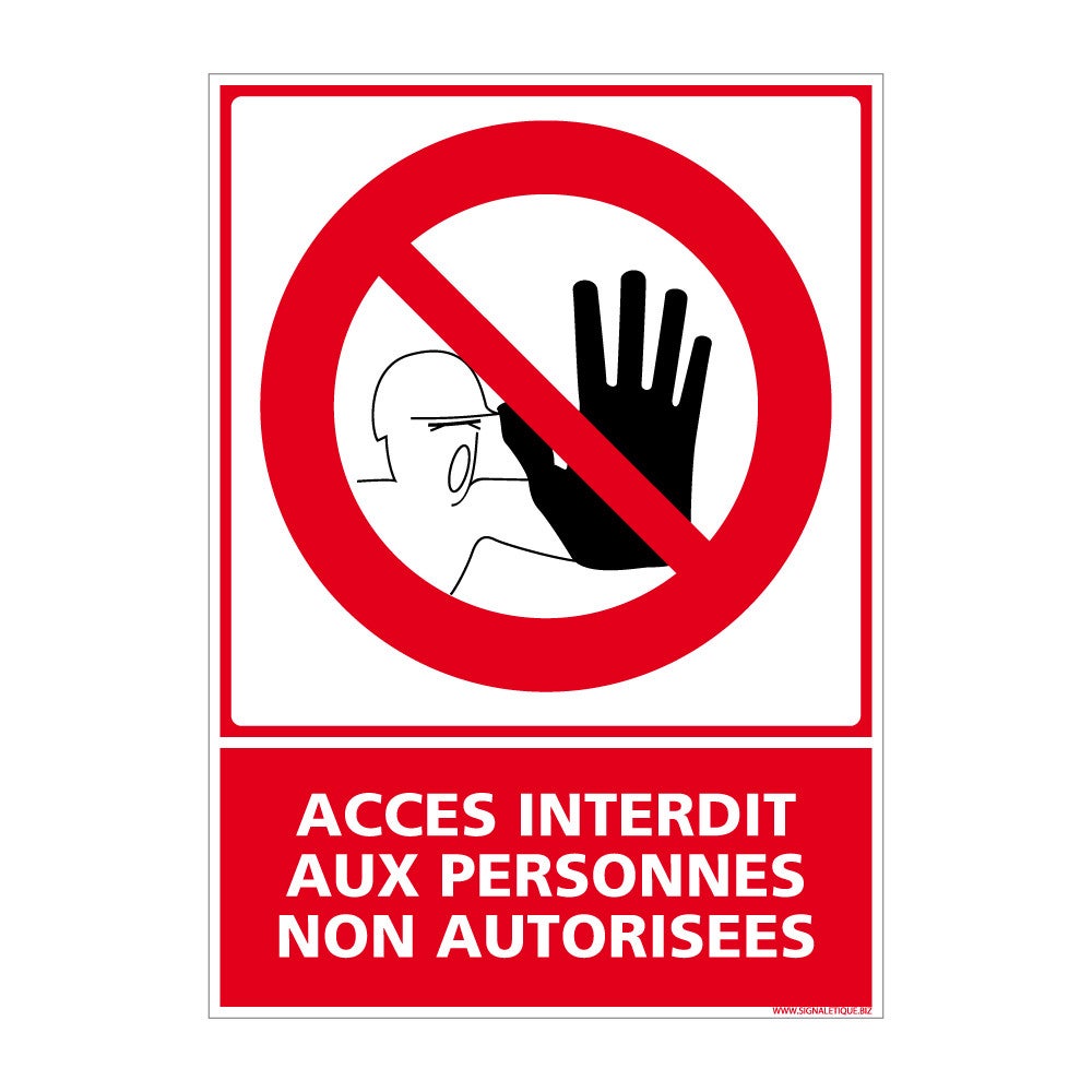 Panneau Acc\u00e8s Interdit Aux Personnes Non Autoris\u00e9es. Sticker Acc\u00e8s ...