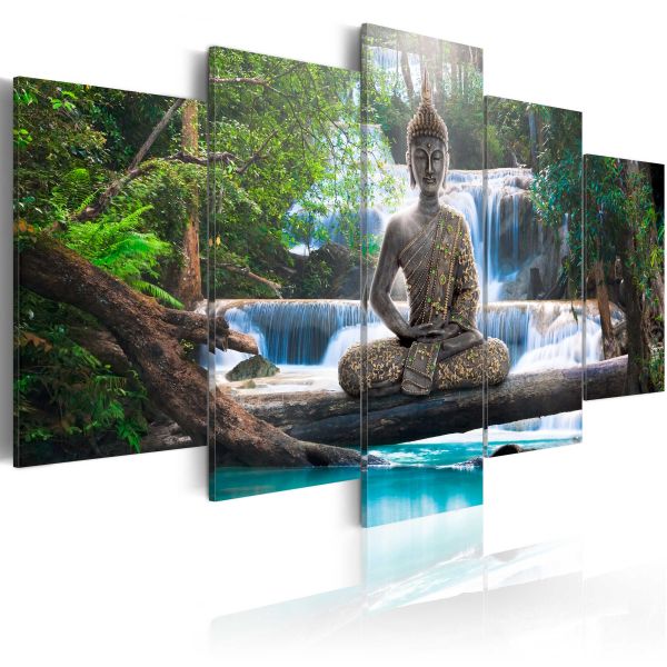 Tableau Zen Buddha and waterfall : Taille - 100 x 50 cm