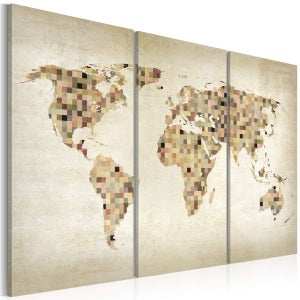 Tableau carte du monde bois bleu foncé - 90 x 60 cm