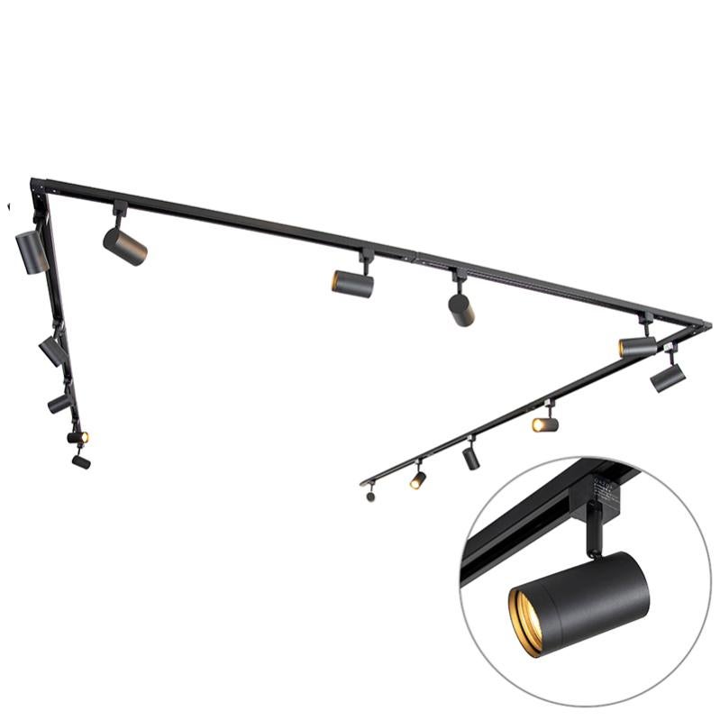 Sistema di binari moderno nero con 14 faretti monofase - Jeana | Leroy ...