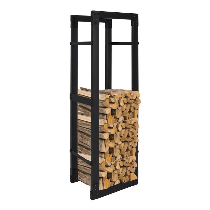 Montixx Scaffale Per Legna Da Ardere E Legna Da Ardere, In Metallo Verniciato A Polvere, Colore Nero, Altezza 100 X 105 X Profondit&agrave; 25 Cm